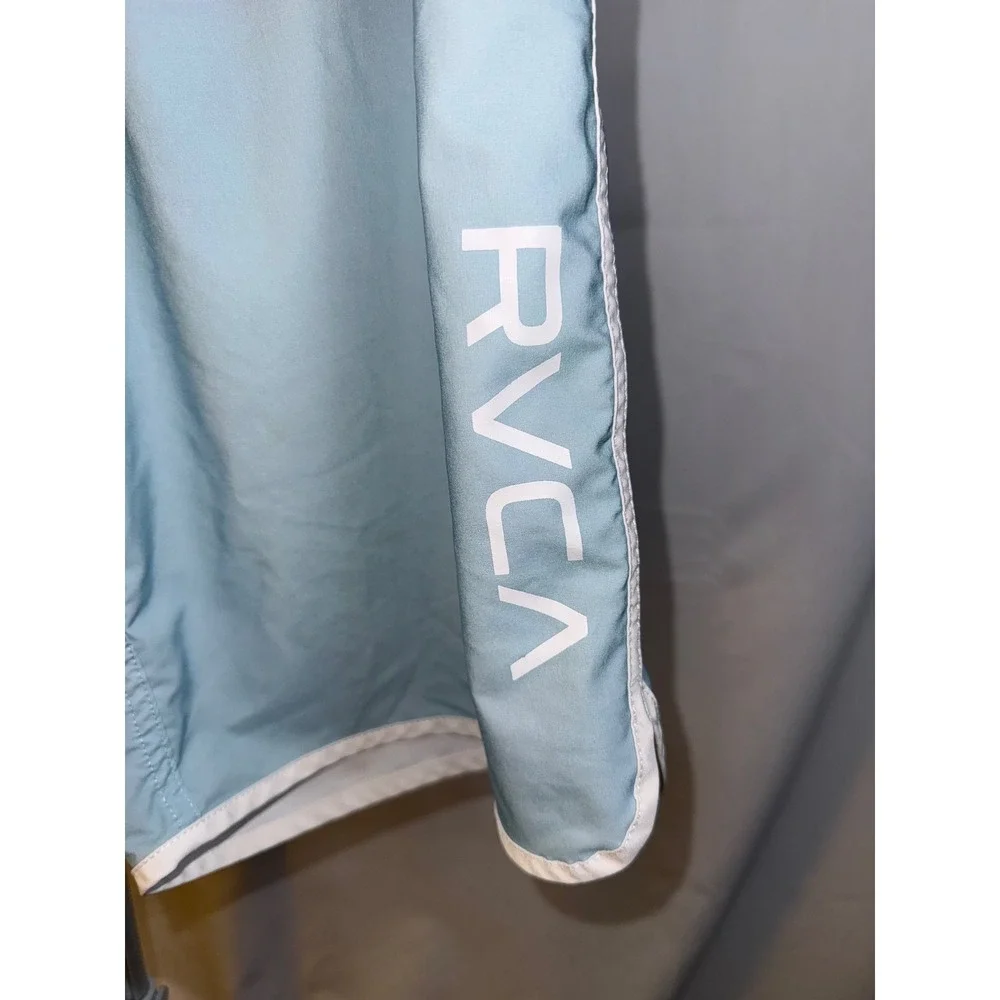 RVCA Industry Mens Board Shorts Size 36 Colorblock Pink Blue Swim Trunks Pocket